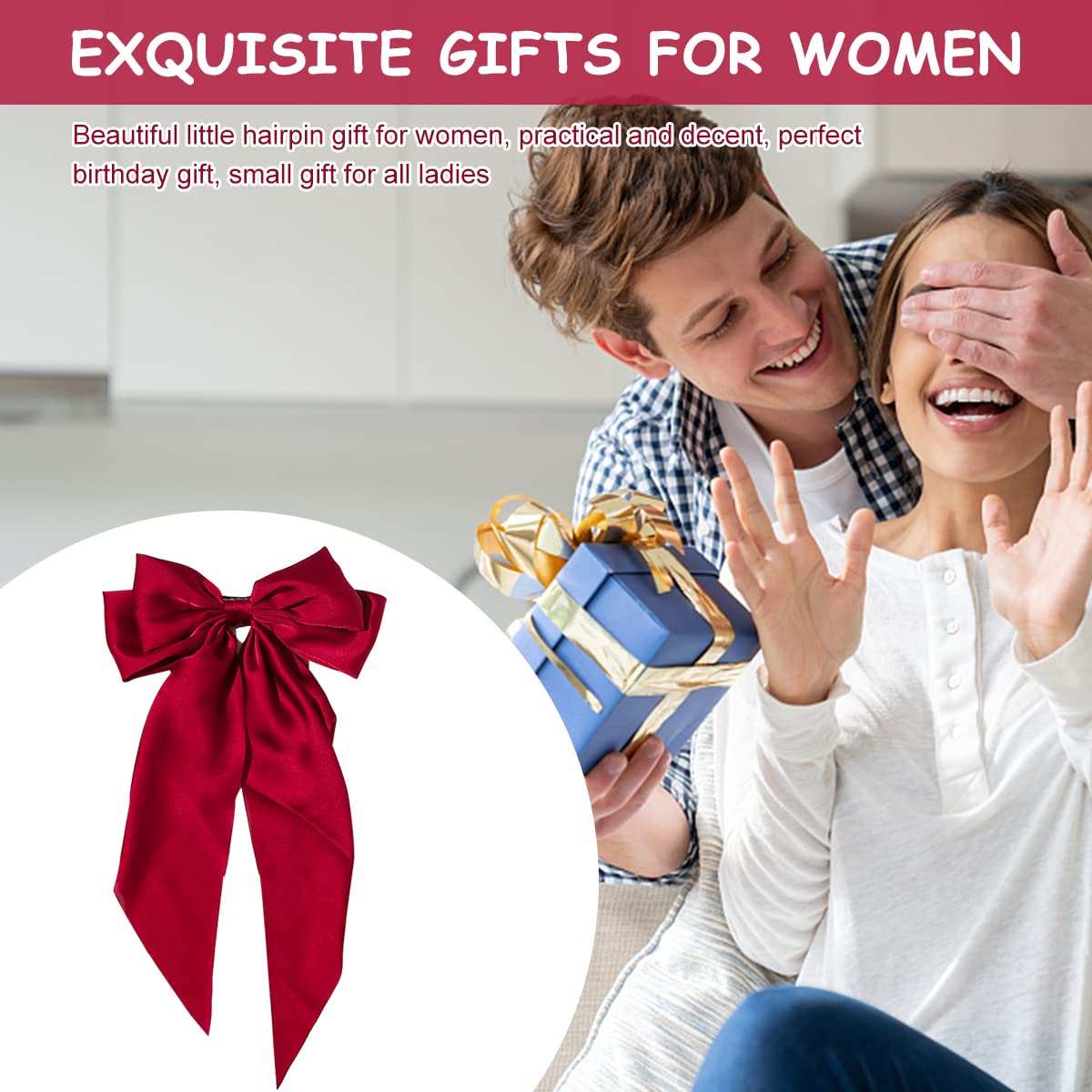 MAYCREATE Large Satin Hair Bows for Women Girls Silk-Like Stylish French Bow Hair Clip Bowknot Hair Barrettes Big Ribbon Bow with Long Tail (Red) MAYCREATE Large Satin Hair Bows for Women Girls Silk-Like Stylish French Bow Hair Clip Bowknot Hair Barrettes Big Ribbon Bow with Long Tail (Red)